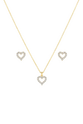 Cadena con Dije de Corazón y Zirconia – Chapado en Oro 18K y aretes a juego